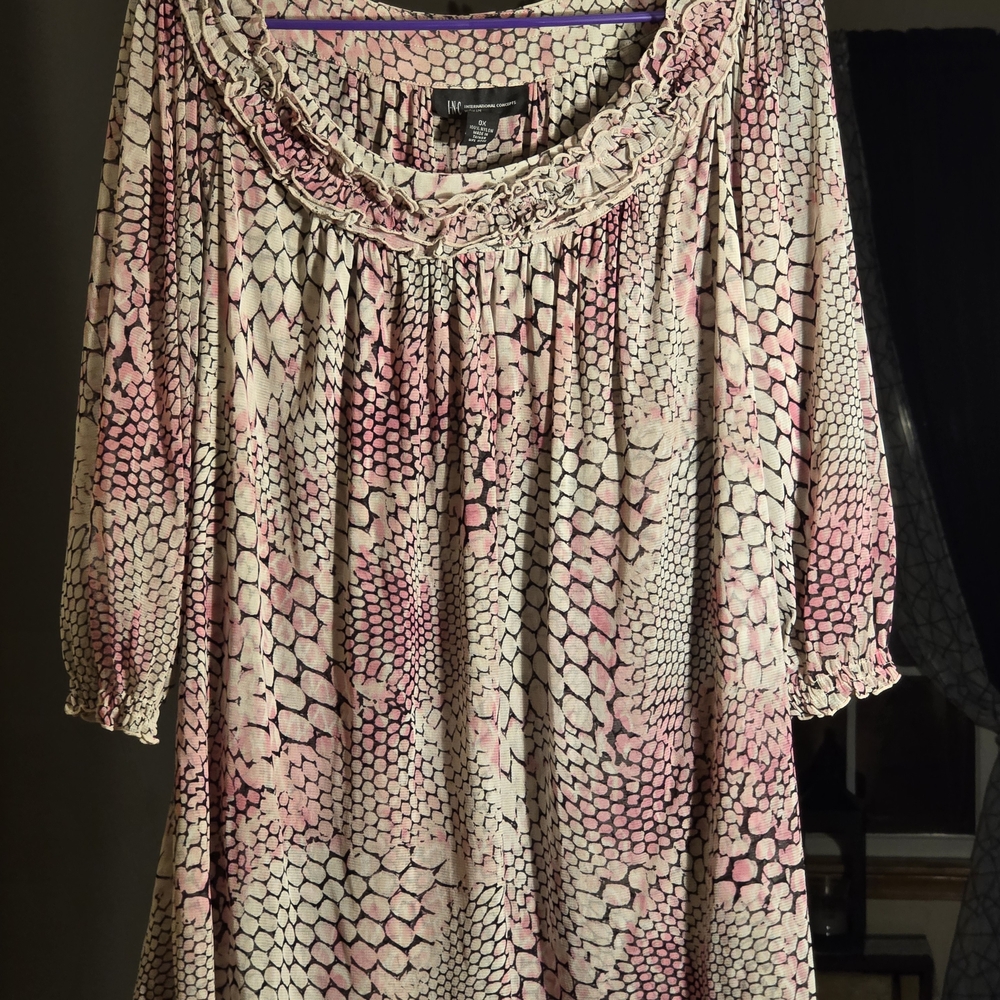 INC International Concepts Pink and Cream Blouse